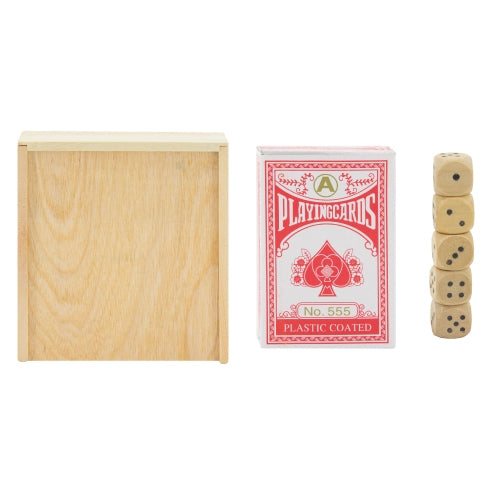 SET DE MADERA BARAJA Y DADOS "LAS VEGAS"