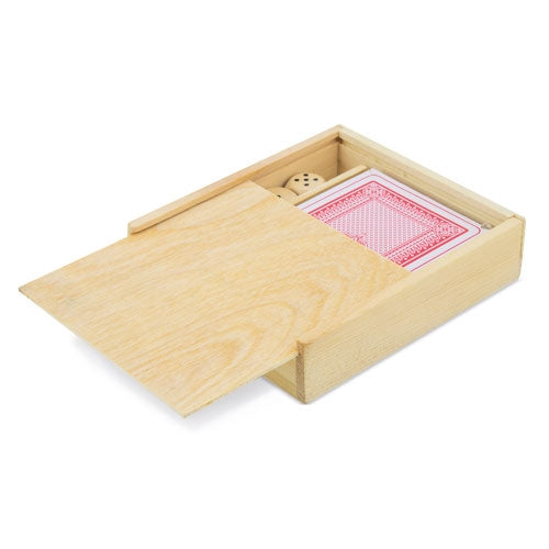 SET DE MADERA BARAJA Y DADOS "LAS VEGAS"