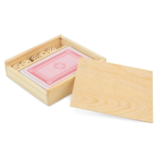 SET DE MADERA BARAJA Y DADOS "LAS VEGAS"
