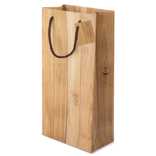 BOLSA PAPEL EFECTO MADERA 2 BOTELLAS "ABETO"
