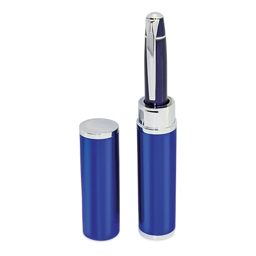 ESTUCHE BOLIGRAFO AZUL/PLATA
