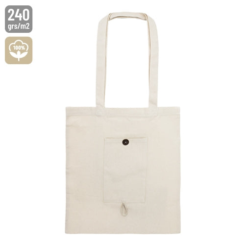 BOLSA DE ALGODON PLEGABLE CON BOLSILLO "NADIA"
