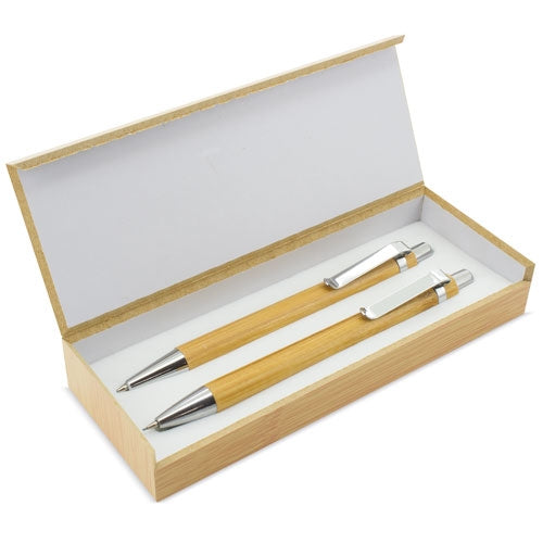 SET BOLIGRAFO Y PORTAMINAS BAMBÚ "BOMBAT"