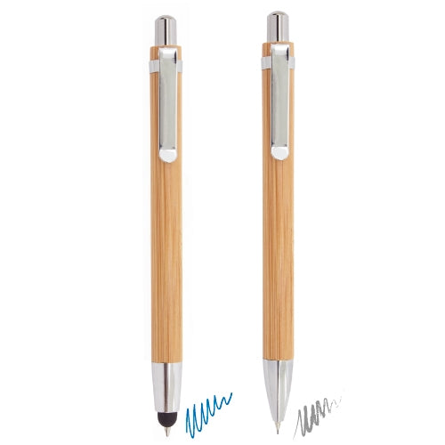 SET BOLIGRAFO Y PORTAMINAS BAMBU "ELASTIC"